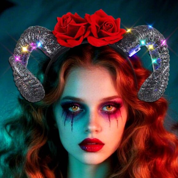 LED Devil Horns Headband Halloween Light Up Accessory for Women Party - Picture 3 of 6
